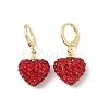 Heart Brass Rhinestone Leverback Earrings EJEW-K289-10G-4