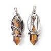 Natural Tiger Eye Pointed Pendants G-C051-01J-3