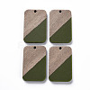 Opaque Resin & Walnut Wood Pendants RESI-T035-38F-1