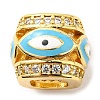 Rack Plating Brass Micro Pave Cubic Zirconia Evil Eye European Beads with Enamel KK-M247-34G-01-1