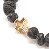 Natural Lava Rock Beaded Stretch Bracelet BJEW-JB08294-02-5