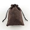 Polyester Imitation Burlap Packing Pouches Drawstring Bags ABAG-R004-14x10cm-10-1