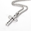 Tarnish Resistant 304 Stainless Steel Rolo Chain Cross Pendant Necklaces NJEW-JN01287-3