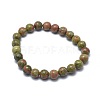 Natural Unakite Bead Stretch Bracelets BJEW-K212-A-006-2