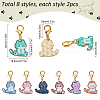 16Pcs 8 Style Cat Shape Alloy Enamel Pendant Locking Stitch Markers HJEW-SC00031-2