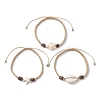 3Pcs 3 Styles Turtle & Starfish Dyed Synthetic Turquoise & Cowrie Shell Braided Bead Bracelet Sets BJEW-JB10281-1
