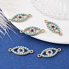 Alloy Connector Charms with Capri Blue Rhinestone and Synthetic Turquoise FIND-YW0003-50-5