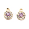 Brass Micro Pave Cubic Zirconia Charms KK-L222-001G-03-1