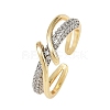 Brass Micro Pave Cubic Zirconia Adjustable Cuff Rings for Women RJEW-C140-13G-4