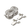 Brass Micro Pave Clear Cubic Zirconia Box Clasps KK-E084-28P-2