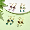 4 Pairs 4 Style Nature Mixed Gemstone Round Dangle Earrings EJEW-TA00332-2