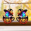 Pumpkin Cup with Ghost Acrylic Dangle Earrings FS-WG7B4FC-01-2