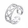 304 Stainless Steel Heart Wrap Open Cuff Ring RJEW-T023-48P-3
