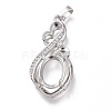 Brass Micro Pave Clear Cubic Zirconia Open Back Bezel Pendant Cabochon Settings ZIRC-I049-09-3