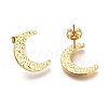 304 Stainless Steel Hammered Crescent Moon Stud Earrings X-EJEW-H100-07G-2