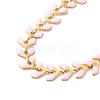 Enamel Ear of Wheat Link Chains Bracelet BJEW-P271-02G-03-2