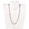 Electroplate Faceted Abacus Glass Beaded Necklaces NJEW-JN02623-3