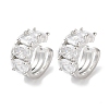 Oval Brass Cubic Zirconia Cuff Earrings for Women EJEW-E310-13P-1