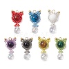 Natural Mixed Gemstone & Handmade Glass Seed Beaded Cat Shape Pendants PALLOY-MZ00488-1