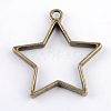 Rack Plating Alloy Star Open Back Bezel Pendants PALLOY-S047-40E-FF-2