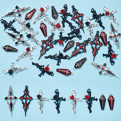 32Pcs 8 Style Alloy Pendants FIND-GO0001-89-1