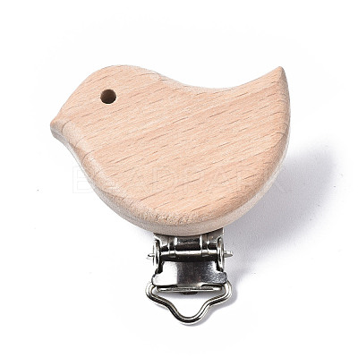 Beech Wood Baby Pacifier Holder Clips WOOD-T015-06-01-1