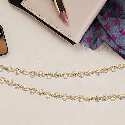 S-shaped Glass Rhinestone and Iron Cup Chains DIY-WH20032-25G-02-1
