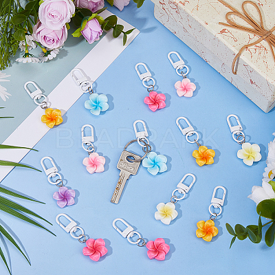 24Pcs 6 Colors Resin Flower Pendant Decorations HJEW-DC0001-32-1