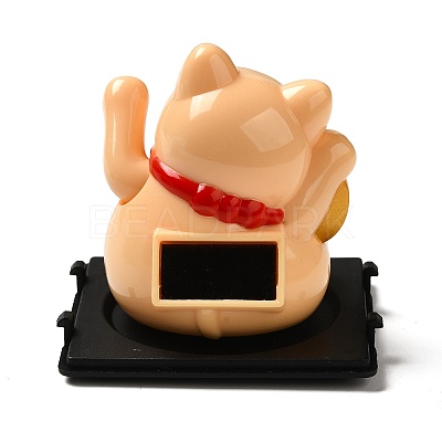 Plastic Solar Powered Japanese Lucky Cat Figurines LS-DJEW-K023-01B-1