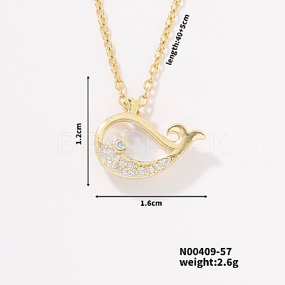 Fashionable Brass Clear Cubic Zirconia Pendant Cable Chain Necklaces for Women FN2830-7-1