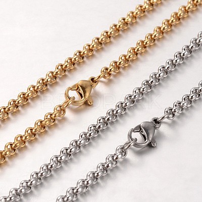 304 Stainless Steel Rolo Chain Necklaces NJEW-L136-07-1