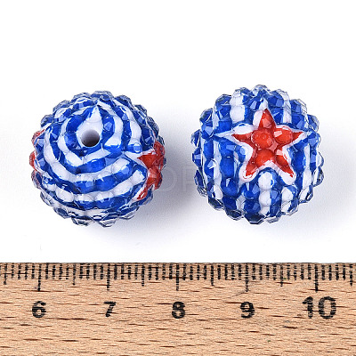 Independence Day Opaque Acrylic Round Beads OACR-T029-07A-1