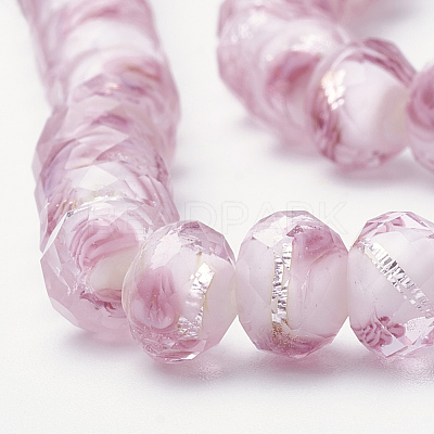 Handmade Silver Foil Glass Lampwork Beads Strands LAMP-R141-12mm-14-1