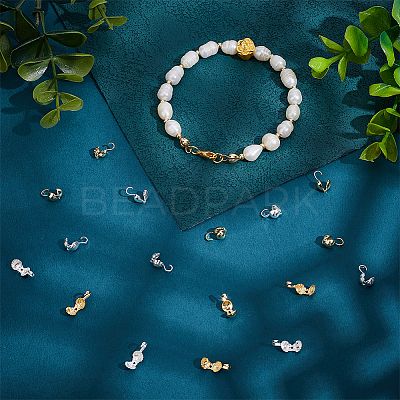 200Pcs 10 Styles Brass Bead Tips FIND-PH0020-84-1
