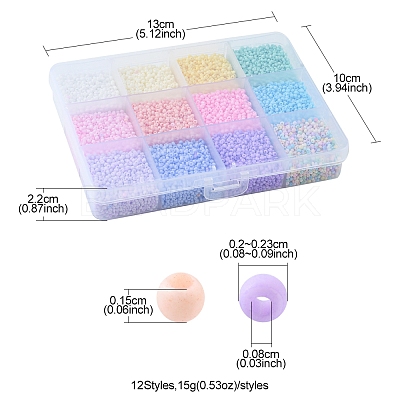 180G 12 Colors 13/0 Glass Seed Beads SEED-YW0002-10-1