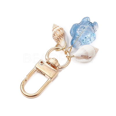 Turtle Glass & Shell Pendant Decoration HJEW-JM02744-1