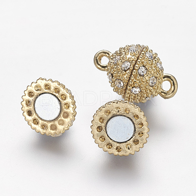 Alloy Rhinestone Magnetic Clasps with Loops X-RB-H116-2-G-1