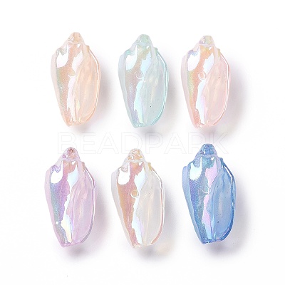 UV Plating Rainbow Iridescent Acrylic Beads OACR-E007-04-1