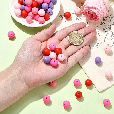 Pink Theme 90Pcs 5 Colors Food Grade Eco-Friendly Silicone Beads SIL-YW0001-43-1