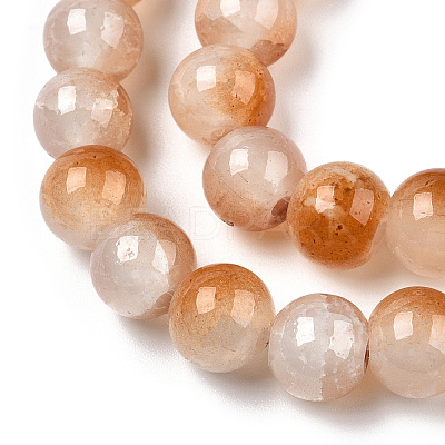Crackle Baking Paint Imitation Jade Glass Beads Strands DGLA-T003-10mm-08-1