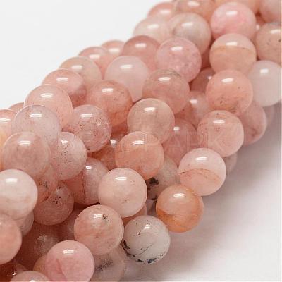 Natural Morganite Round Bead Strands G-O143-05-8mm-1
