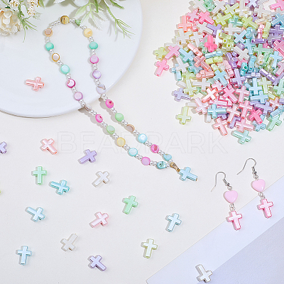200Pcs Electroplate Opaque Acrylic Beads OACR-BM0001-01-1