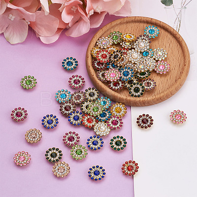 300Pcs 15 Style Flower Shape Rhinestone Buttons RB-YS0001-02-1