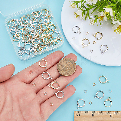 30 Pairs 2 Colors Brass Huggie Hoop Earring Findings KK-ME0003-68-1