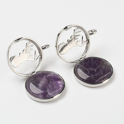 Natural Amethyst Pendants X-G-G910-J02-1