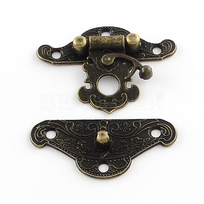 Wooden Box Lock Catch Clasps X-IFIN-R203-48AB-1