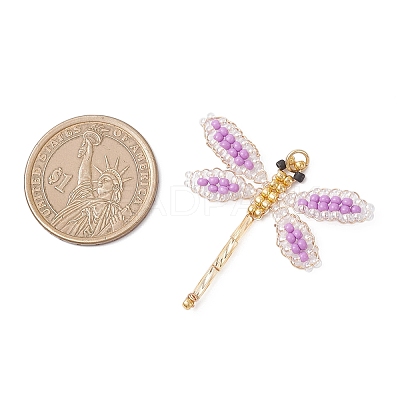 Glass Seed Beaded Dragonfly Pendants PALLOY-MZ00983-05-1