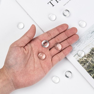 Transparent Half Round Glass Cabochons X-GGLA-R027-16mm-1
