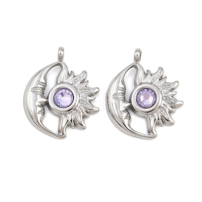 304 Stainless Steel Rhinestone Pendants STAS-Z166-24P-06-1