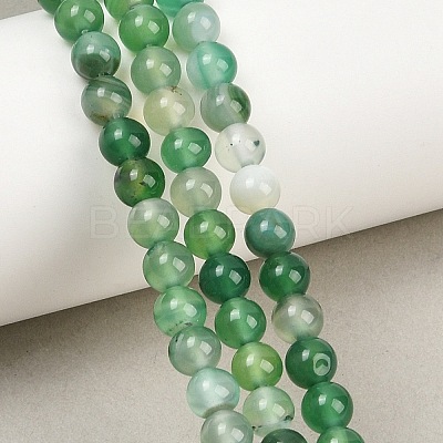 Natural Striped Agate/Banded Agate Bead Strands G-G962-6mm-02-1